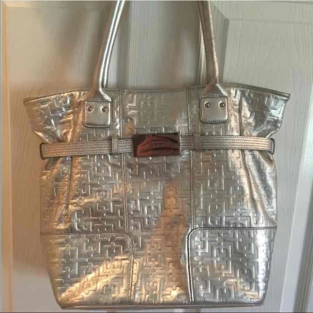 Calvin Klein silver leather purse